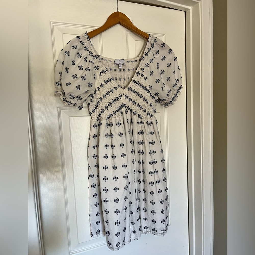 White/Blue Babydoll Mini Dress